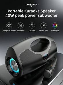ZEALOT ZEALOT P1 40W Portable Karaoke Wireless Speaker With 7200mAh Battery And Long Battery Life Supports TF Card/U Disk/AUX Playback, Professional Karaoke Speaker, Suitable For Family KTV And Outdoor Parties