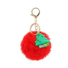 1/3/6 piezas Llavero con pompón de peluche lindo, variedad de estilos adecuados para Navidad, mochila de dibujos animados, regalos de fiesta, regalos festivos - Rojo - Ver 3