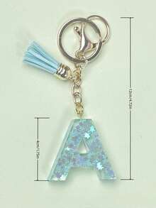 1 件树脂字母钥匙扣首饰，手工首饰，适用于女士包包、配饰、吊饰、手机配件外壳、汽车吊坠、亮片 - 多色 - 查看 7