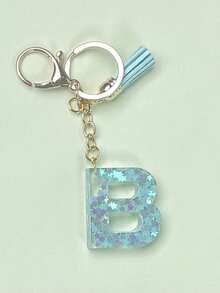 1 件树脂字母钥匙扣首饰，手工首饰，适用于女士包包、配饰、吊饰、手机配件外壳、汽车吊坠、亮片 - 多色 - 查看 3