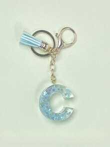 1 件树脂字母钥匙扣首饰，手工首饰，适用于女士包包、配饰、吊饰、手机配件外壳、汽车吊坠、亮片 - 多色 - 查看 5