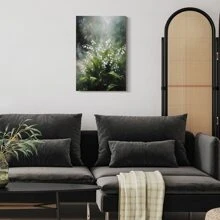 1Pc Framed Canvas Wall Art Poster Lily Of The Vally Wall Art Print Spring Flower Artwork  Country Art Print Woodland Flower Painting White Flower Poster - 黑色 - 查看 3