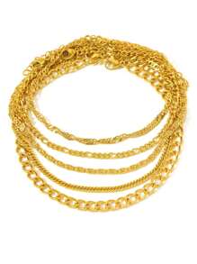 WOiWOi 5 Cái/bộ Bộ Vòng Tay Vòng Chân Dây Xích Đa Phong Cách Bằng Thép Không Gỉ, Phụ Kiện Đi Biển Thời Trang Dành Cho Nữ - vòng chân - Xem 9