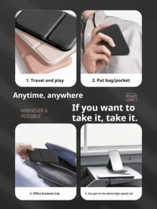 Small Mirror Portable Feminine Handheld Dormitory Desktop Stand-Up Super Mini Student Portable Folding Makeup Mirror:1pc - Black - View 7