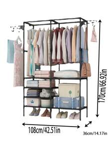 Simple Coat Rack Floor-Standing Clothes Hanger Garment Rack, Reinforced Steel Pipe, Easy Assembly, Modern Minimalist Storage Shelf - Multicolor - View 6