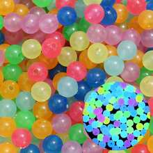 50~100 hạt tròn rời phát sáng pha trộn Acrylic phát sáng trong bóng tối hạt nhấp nháy để làm đồ trang sức vòng đeo tay - Nhiều màu - Xem 1