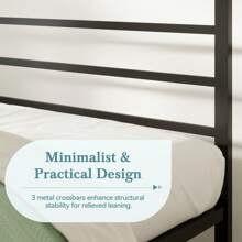 HOOMIC Full Size/Queen Size Canopy Bed Frame, Enhanced 4-Poster, 3-Metal Crossbar, No Box Spring Needed, Easy Assembly, Black/White * Bed Frame Queen Queen Bed Frame Bed Frame Full Full Size Bed Frame King Size Bed Frame Twin Bed Frame Room Decor Home Decor Christmas Decor Bedroom Decor Valentine Day Decor Storage Living Room Decor Furniture House Decor - 黑色 - 查看 3