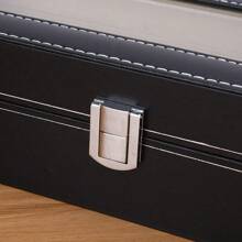 Watch Display Case 10 Grids Jewelry Collection Storage Organizer Leather Box Back To School Dormitory Storage - Black - View 2