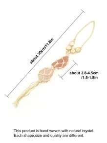 1pc Crystal Car Rearview Mirror Hanging Decoration Pendant, Double/Single Stone - Dusty Pink - View 3