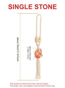 1pc Crystal Car Rearview Mirror Hanging Decoration Pendant, Double/Single Stone - Dusty Pink - View 5