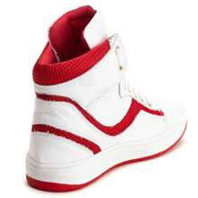 Women's Gym Training Sneakers Genuine Leather High Top - Đỏ và trắng - Xem 4