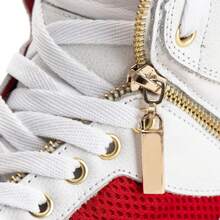 Women's Gym Training Sneakers Genuine Leather High Top - Đỏ và trắng - Xem 5