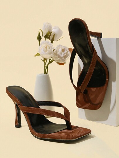 Classic Minimalist Stripe Thong High Heel Sandals For Women,Spring Summer Outfits