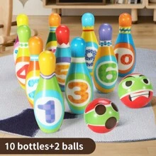 儿童保龄球套装，适合男孩和女孩的益智互动玩具 - 彩色 - 查看 10