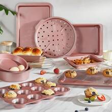 HONGBAKE Bakeware Sets, Baking Pans Set, Nonstick Oven Pan For Kitchen With Wider Grips, 10 Pieces Including Rack, Cookie Sheet, Cake Pans, Loaf Pan, Muffin Pan, Pizza Pan