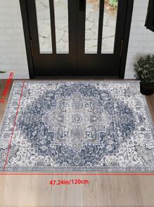 可洗地毯 低绒卧室地毯 防污复古地毯 波西米亚风地毯 超薄仿羊毛防滑装饰地毯 花卉印花室内垫 适用于客厅厨房