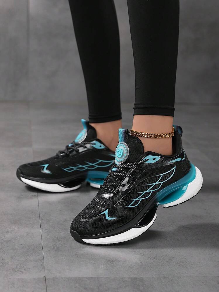 2025秋季女款运动鞋女式大码36-45透气网面春秋休闲跑步鞋，超轻，减震，系带，白色 - 黑色 - 查看 3