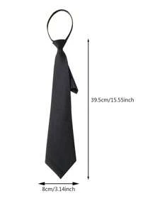 1pc Korean Style No-Tie Black Necktie For Students, Casual Loose Necktie For Shirt, Black Necktie For Formal Wear, Black Security Necktie Decor - Multicolor - View 2