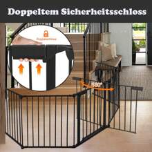Froadp High Fireplace Guard Grill Foldable Metal Fireplace Grill With Pet Gate Door 5 Panels - Black - View 3