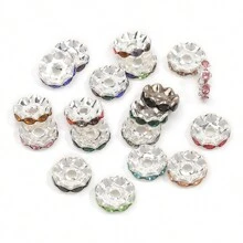 30 件 12 毫米混色波浪水晶珠隔珠适用于 DIY 珠宝制作笔手链工艺配件 - 浪邊鑽圈 - 查看 9