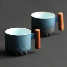 1 chiếc cốc cà phê Espresso mini 70ml, thiết kế tối giản theo phong cách Nhật Bản, bộ tách trà bằng gốm có tay cầm, chống bỏng, thích hợp cho trà chiều, bộ tách cà phê, cốc cà phê & tách trà gia dụng cỡ nhỏ - Màu xanh lam - Xem 6