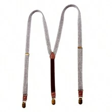 1 件男士棕色人字形 3 夹式吊带和背带适用于复古英伦风格防滑裤万圣节外出装婚礼派对和礼物万圣节配饰，万圣节服装秋冬配饰万圣节服装，适合青少年、青年、男士、休闲、户外、运动、度假、毕业礼物、生日、日常穿着