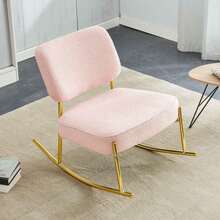 Eddy Velvet Material Cushioned Rocking Chair, Unique Rocking Chair, Cushioned Seat, Pink Backrest Rocking Chair, And Golden Metal Legs. Comfortable Side Chairs In The Living Room, Bedroom, Office, Winter, Soft And Warmth, Christmas Decor, Christmas Decorations, Christmas Gifts, Christmas Home, Christmas Decor Home, Kitchen, Kitchen Accessories - Hồng - Xem 2