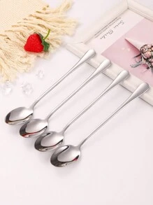 4pcs Stainless Steel Long Handle Coffee Spoons, Ice Cream Spoons, Dessert Spoons Back To School