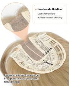 Hair Toppers For Women 20inch Wavy Hair Toppers For Women Toppers Hair Pieces For Women With Thinning Hair Synthetic Wig Clip In Hair Topper Wiglets With Fringe Bang Add Hair Volume - 帶有亮點的香檳金髮女郎 - 查看 3