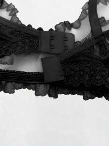 Sexy Hearts Bra Set Without Padding - 黑色 - 查看 2