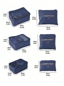 6 件装旅行收纳袋套装适用于衣服整理收纳袋衣柜手提箱袋旅行收纳袋 - 藏蓝色 - 查看 3