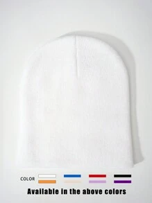 1 件男女通用 Y2K 风格纯黑色短款无檐针织帽，户外冬季保暖休闲百搭帽子，适合通勤秋季装 - 純色針織帽 - 查看 2