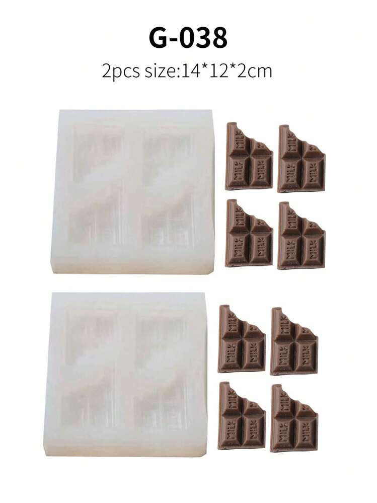 1pc Rectangular Alphabet Half Block Decorative Silicone Mold, DIY Candle Supplies - Multicolor - View 9