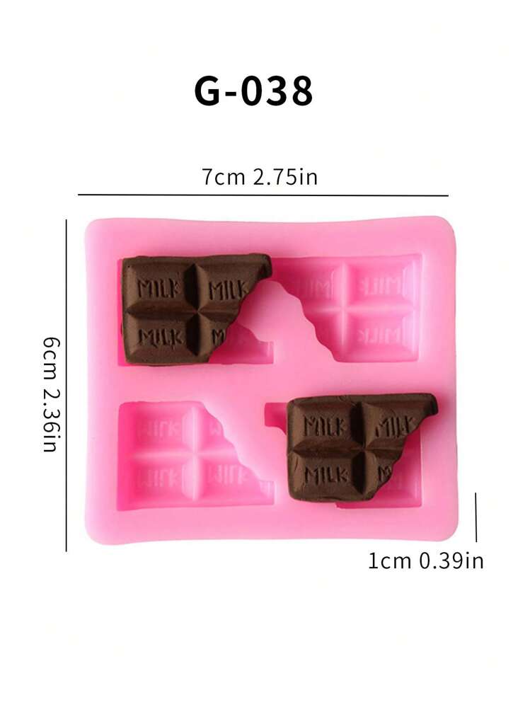 1pc Rectangular Alphabet Half Block Decorative Silicone Mold, DIY Candle Supplies - Multicolor - View 2