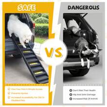 Portable Folding Dog Car Ramps With Stairs, 61" L High Traction Pet Stairs For Vehicles,SUV/Truck,Lightweight Ladder Steps For Dogs Old Cats To High Bed,Couch-Easy Storage,Supports Up To 165lb - 黑色 - 查看 9
