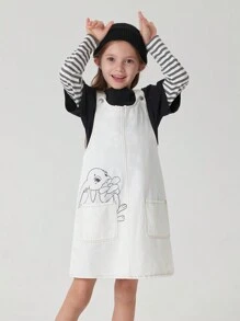 MARC&JANIE 少女甜美有趣兔印花牛仔連衣裙，春天款