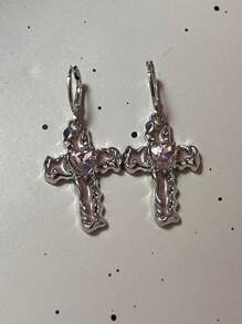 2件套Y2K风格彩色星星耳环，甜美梦幻粉色水晶星星耳钉，时尚首饰配饰，女士礼物