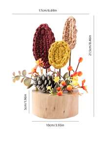 1Pc Handmade Crochet Lá Hoa Giả Sắp Xếp Bằng Gỗ, Chậu Cây Giả, Quả Thông, Hoa Giả, Cây Giả, Phong Cách Nhật Bản Cổ Điển Trang Trí Nhà Rustic, Trang Trí Mùa Thu, Nhà Nông Trại, Phòng Gia Đình, Ký Túc Xá Trường Học, Văn Phòng, Trung Tâm Bàn, Trang Trí Bàn, Trang Trí Sân Vườn - Nhiều màu - Xem 15