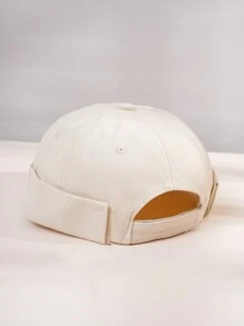 1 件男士刺绣皇冠图案报童帽，男女通用休闲街头平顶帽，秋季春季万圣节 - 米色 - 查看 3