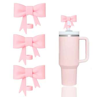 1PC/3Pcs Classic Bow Straw Covers Cap Toppers Compatible With  30&40 Oz Tumbler Cups,Reusable Silicone Straw Tips Lids Protectors For 0.4 In/10mm  Cups Straw Accessories