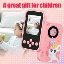 儿童智能手机玩具，儿童相机玩具，适合3-8岁女孩男孩儿童数码摄像机，带卡通软硅胶套，是送给孩子的最佳圣诞生日节日礼物 - 彩色 - 查看 10