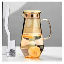 1.7 Liter/58oz Glass Pitcher With Lid Water Carafe Jug With Spout Handle For Hot/Cold Water Tea Beverage