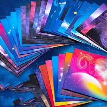 星空折纸，彩色双面印刷仿珍珠闪光纸，用于手工纸鹤折叠，折纸工艺，卷纸，折纸>雕塑材料，啊，儿童工艺纸，折纸方形纸 - 彩色 - 查看 5