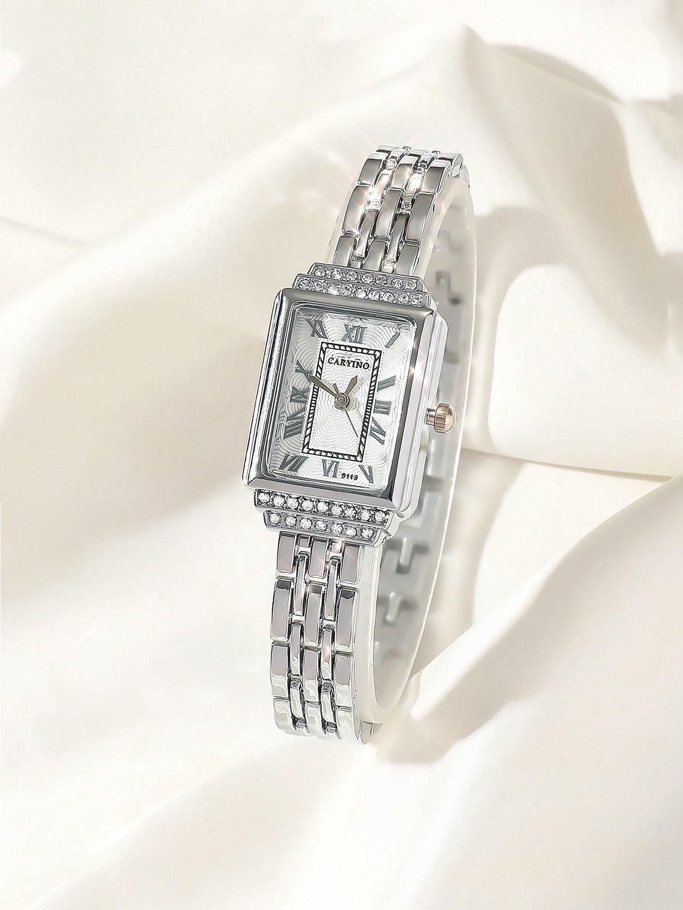 Square watch with diamonds