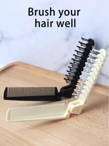 1pc Foldable Travel Portable Comb & Hair Brush, Compact Folding Pocket Comb, Anti-Static Dual-Sided Brush For Daily Hair & Beard Grooming, Unisex, Hair Brush, Comb, Hair Tools, Hair Products And Accessories For Barber Salon Beauty Back To School, Travel Holiday Essentials, Hair Accessories Brushes, Hair Brush, Comb, Slick Back Brush, Hairbrush, Edge Brush Hair Brush, Detangling Brushes, Hair Tools, Hair Stuff, Hair Care, Curly Hair Brush, Barber, Hairdressing Equipment, Small Comb, Mini Hairbrush, Hairstyle, Hairdressing,Hair Brush,Slick Back Brush,Styling Brush,Curly Hair Brush,Edge Brush,Hair Comb,Brush Hair,Hair Brush Set,Comb Hair,Comb For Curls,Detangling Brush,Hair Brush For Women,Hair,Travel,Hair Products,Hair Tools,Hair Stuff,Barber,Barber Accessories,Barbershop,Hairdressing Equipment - Multicolor - View 2