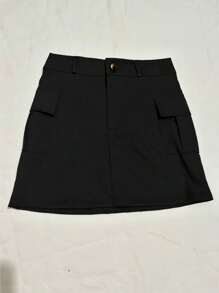 Short Cargo Skirt Lifts Butt With Spandex Summer Fashion Blogger - 黑色 - 查看 1