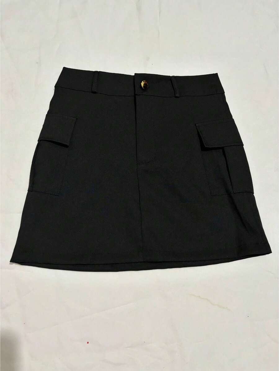 Short Cargo Skirt Lifts Butt With Spandex Summer Fashion Blogger - 黑色 - 查看 1