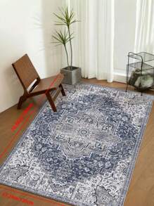 可洗地毯 低绒卧室地毯 防污复古地毯 波西米亚风地毯 超薄仿羊毛防滑装饰地毯 花卉印花室内垫 适用于客厅厨房