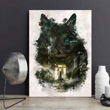 1pc Unique Soul Canvas Poster - Wooden Frame, Vibrant Scenery, Black Cat Print Artwork Printing - Waterproof And Odorless - Exquisite Gift For Wall Decoration, Adding Fun To Bedroom, Office, Bar, Living Room Walls, Perfect For Autumn Decoration - 黑色 - 查看 10