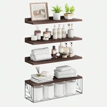 Tomnk 4+1/3+1/2+1 Tier Shelf, Floating Shelf, Bathroom Organizer, Large Capacity Storage And Storage, Wall Hanging, Wall Art, Fall Decor Home, 23.6 Inch, Suitable For Bathroom, Living Room, Bedroom, Kitchen - Multicolor - View 2